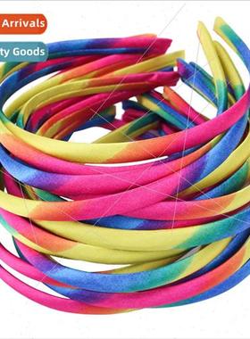 Europe Korea Children Sweet Rainbow Hairpin 1cm Satin Hairba