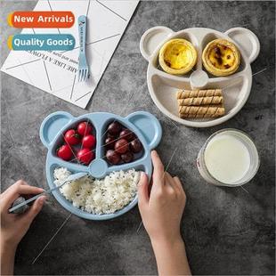 Wheat compartment bear children dinner plate set creative ho