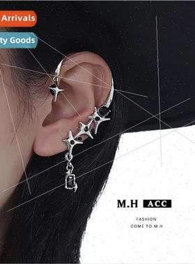 Quadrangle black stone curved ear bone clip female Europe fa