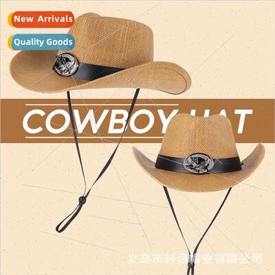 Western Cowboy Straw Hat Men Outdoor Riding Large Brim Shade