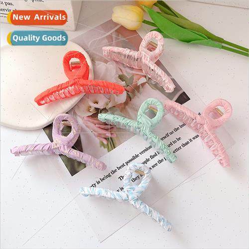 Summer new sweet floral fabric grip clip back head spoon hai