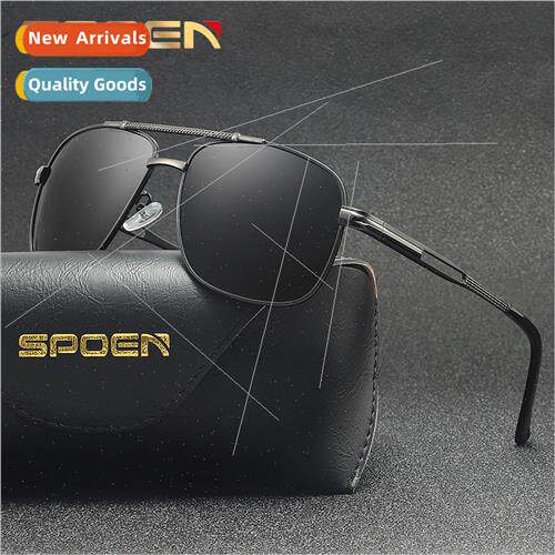 new square frame 适用men retro Polarized sunglasses metal gl