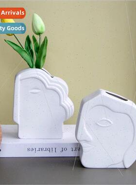 mple Scandinavian human face ceramic vase portra art ins des