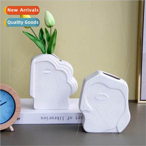 mple Scandinavian human face ceramic vase portra art ins des