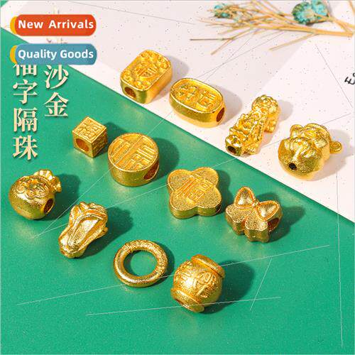 clover blessed spacer beads handmade diy jewelry gold-plated