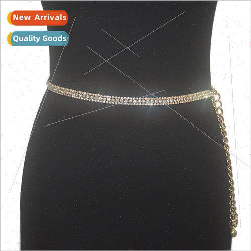 Women Belt Casual Decoration Rhinestone Embellished Metal Ch
