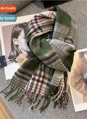 Autumn winter Australia pure wool plaid scarf female versati