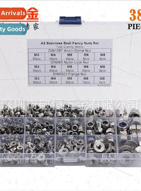 380pcs M3 M4 M5 M6 M8 Stainless Steel 304 Nylon Flange Cap N