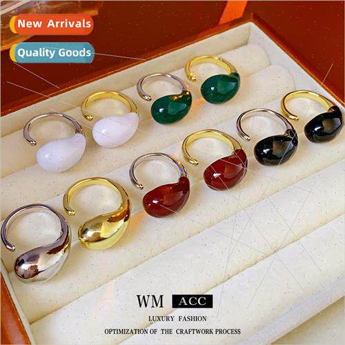 Oil Drops Water Drops Metal Open End Ring French mple Vintag