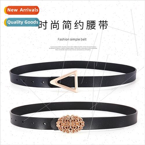 Two cowhide triangle buckle thin belt women su dress shirt w