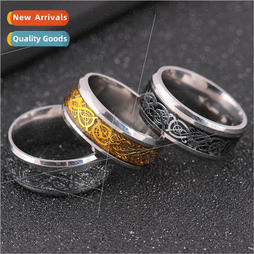 Europe popular vintage skeleton carved dragon unisex stainle