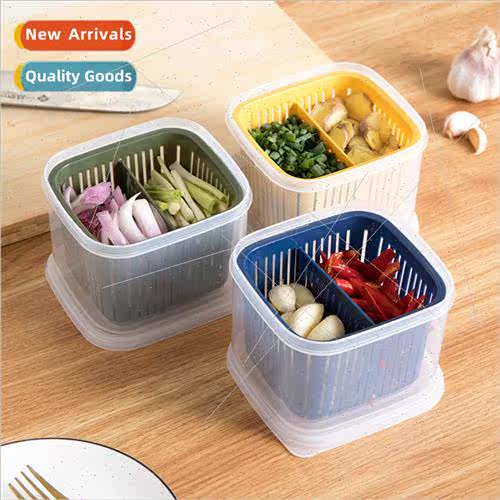 Drainable compartment lid onion crisper refrigerator double