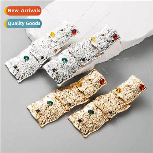 Europe retro earrings multi-layer splicing irregular square