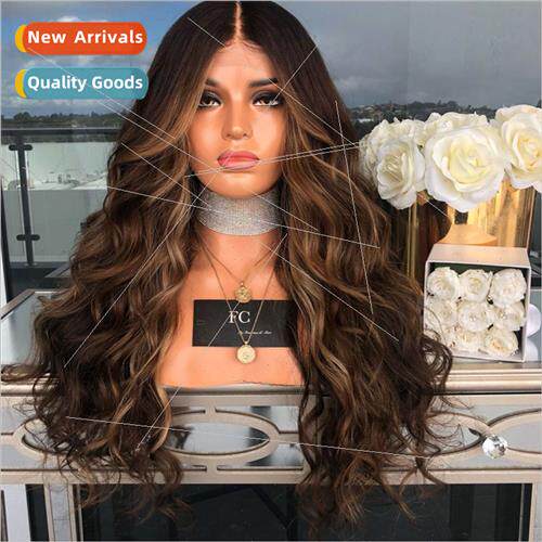 Europe Wigs COS Medium Big Wave Mixed Brown Hairs Halloween