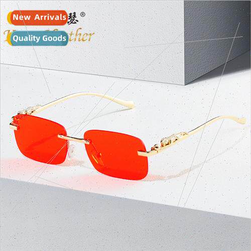 New leopard head rimless sunglasses 9221 Europe small frame