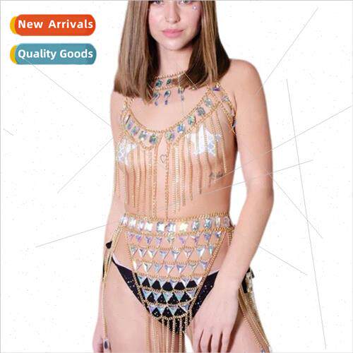 YH3586 Europe sexy triangle acrylic metal tassel chain conne