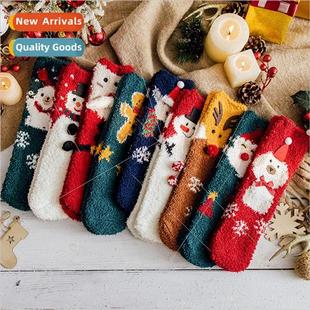 coral velvet fall Christmas couple female winter paren socks