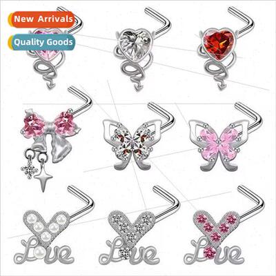 Europe bow nose stud personalized piercing heart nose jewelr