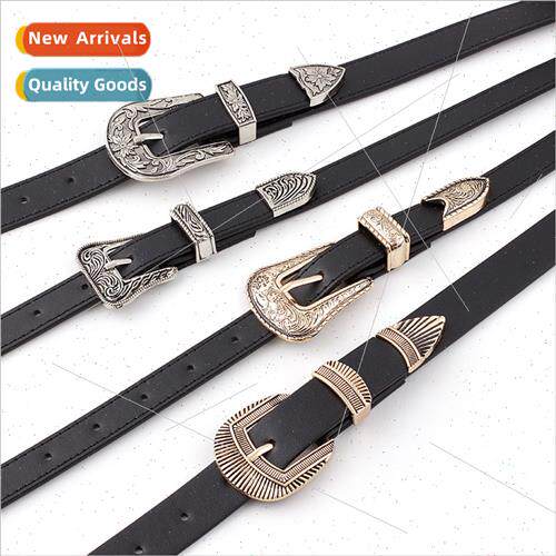 Europe Double Pair Buckle Vintage Carved Three Piece Women B