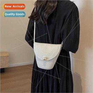 new casual hundreds Straw bucket female retro seasid bag