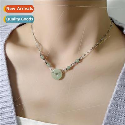 Jade Donut Necklace Chinese Vintage Peace Buckle Pendant Rou