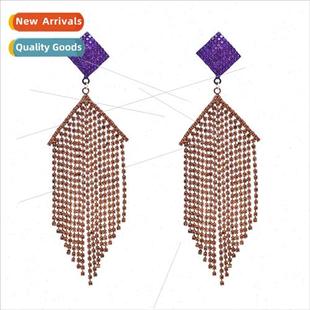 tassel earrings alloy full long diamond flash Europe super