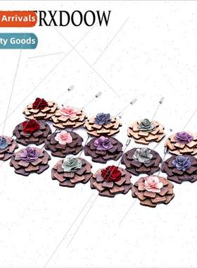 Wooden Corsage One-piece Pin American Black Walnut Vintage S