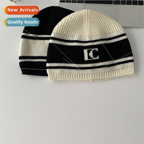 Korean  autumn winter MONA letters wool color blocking knted