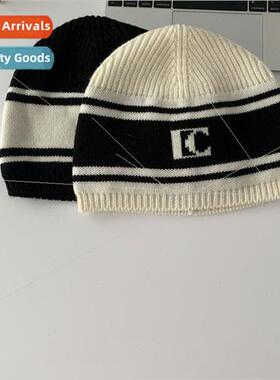 Korean  autumn winter MONA letters wool color blocking knted