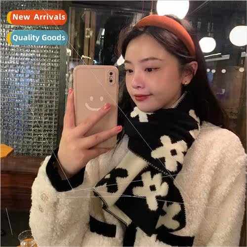 full double-sided small flowers knted scarf female fall wint