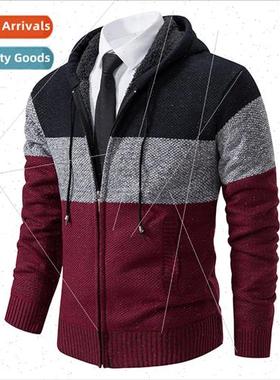 2023 Autumn Winter new men colorblocking sweater padded thic