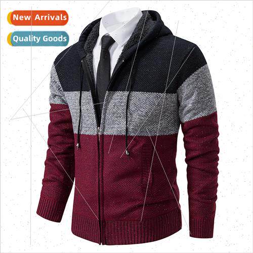 2023 Autumn Winter new men colorblocking sweater padded thic