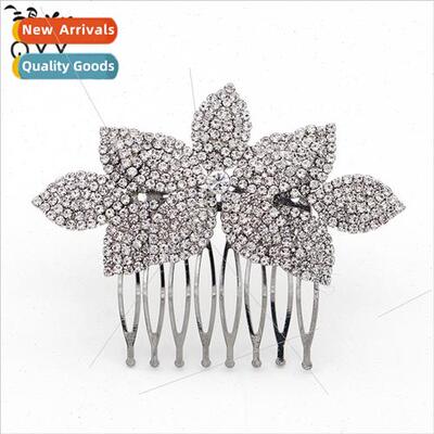 New gold insert comb flower diamond hair comb bridal wedding