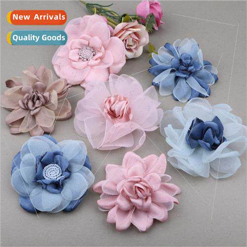 Handmade hair accessories materials organza flowers saree ac