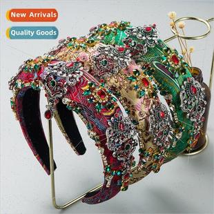 luxury embroidery rhinestone flowers head Hair vintage bands