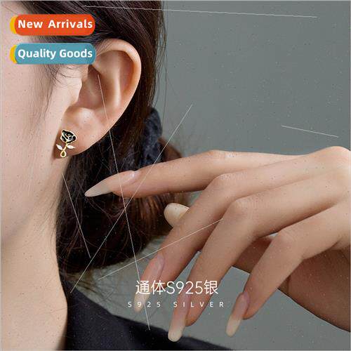 S925 lver French Vintage Rose Earrings Women Premium Flower