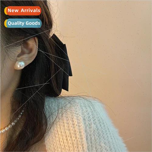 Koreasilver needle large semi-circular pearl earrings female