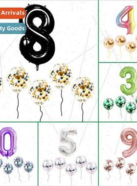 40 inch rose gold gradient rainbow color numbers aluminum fi