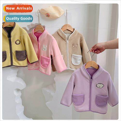 Childrens clothing O grain velvet jacket fall and winter bab