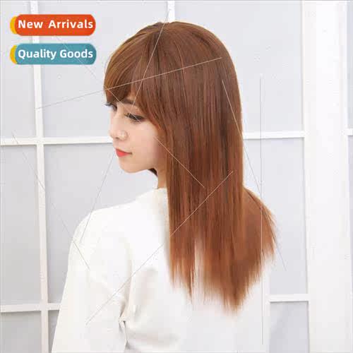 Wig female long oblique bangs half head set Korean girls lon
