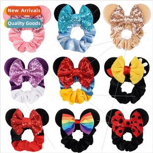Europe Children Hair Rings Mickey Ears Velvet Large Intestin