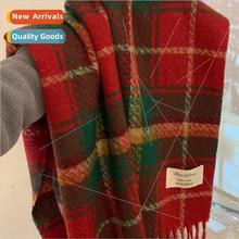 New Year red tassel plaid scarf female winter female Christm