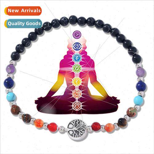Seven Colors Natural Stone Crystal Fashion Yoga Round Tree f