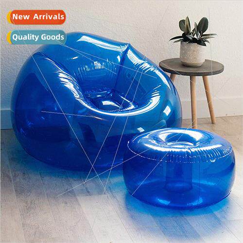 PVC Inflatable Home Lazy Sofa Transparent Sequin Lounger Por