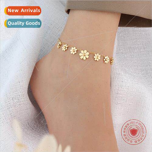 Korea ins daisy petal anklet hundred wh jewelry chain tanium
