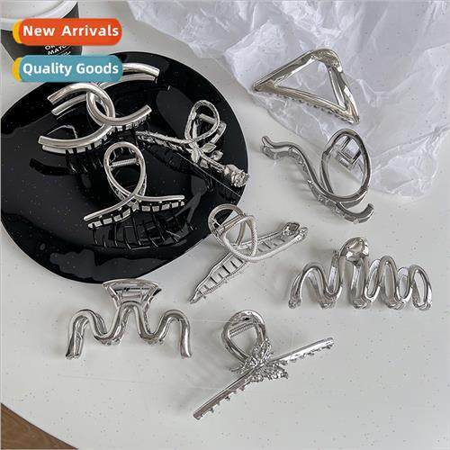 Metallic cold wind grab clip retro silver hair clips advance