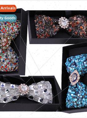 18 colors crushed stone blue crystal bow tie men wedding wed