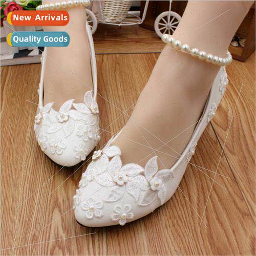 Whe Wedding Shoes Bride Medium High Heeled Dress Banquet Sho