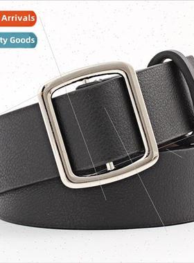 Pinless no punch silver buckle simple versatile jeans belt l