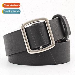 Pinless no punch silver buckle simple versatile jeans belt l